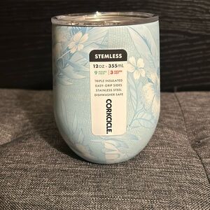 NWT stemless corkcicle glass- luau